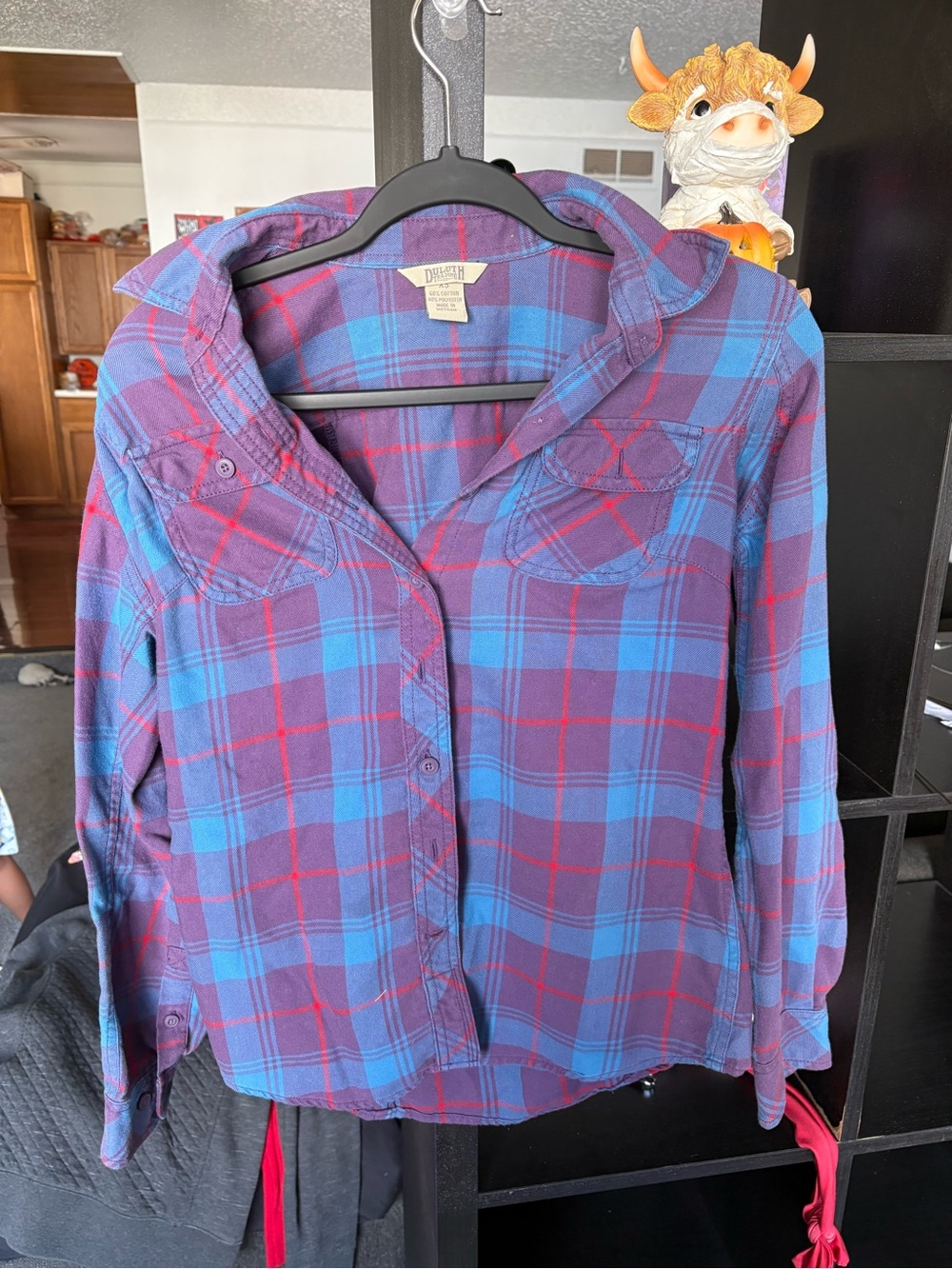 Duluth Trading Co Purple & Blue Plaid Button-Down Shirt